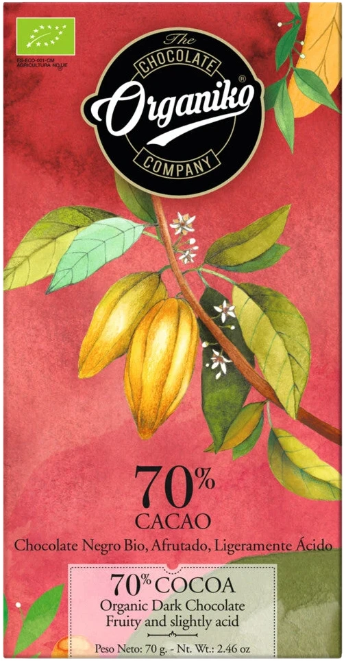 Tafel Bio-Zartbitterschokolade Dark Chocolate 70% Cocoa, 70 % Kakao, Trinitario-Bohnen, Dominikanische Republik