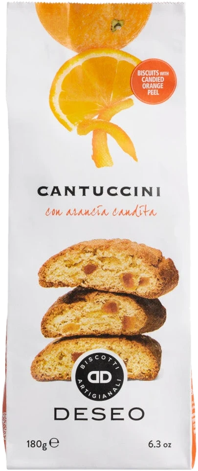 DESEO Cantuccini arancia candita – toskanisches Mandelgebäck mit kandierten Orangen im Beutel