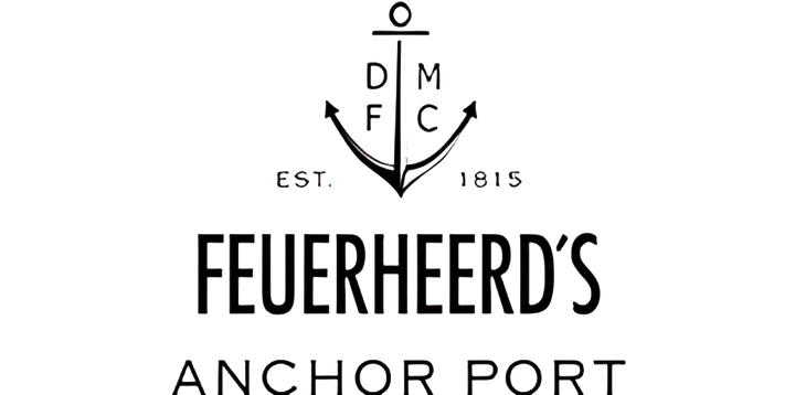 Logo von Feuerheerds mit Anker-Symbol, Initialen DMFC, Schriftzug Est. 1815 und Anchor Port