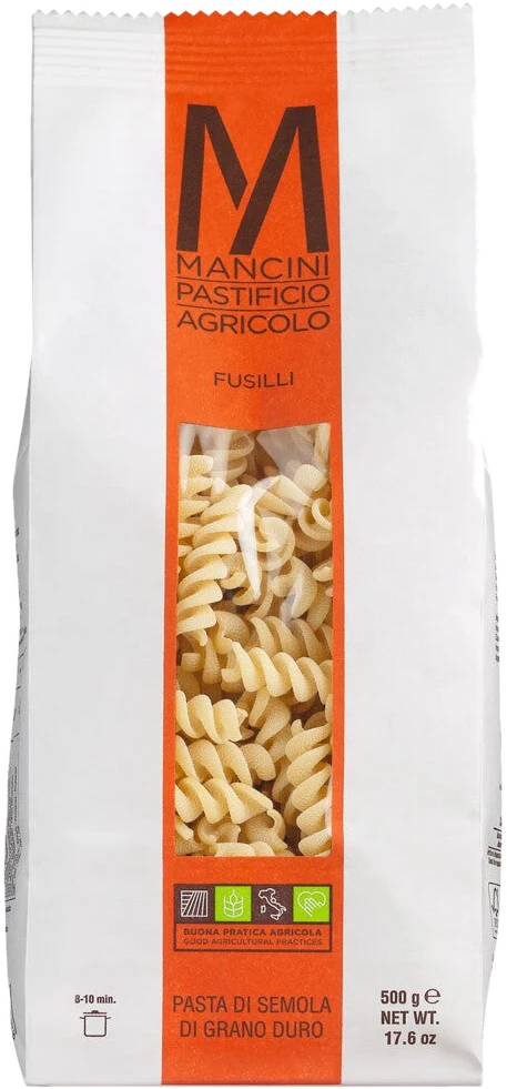 Fusilli aus Italien in Spiralform – gedrehte Pasta, die Saucen besonders gut aufnimmt.