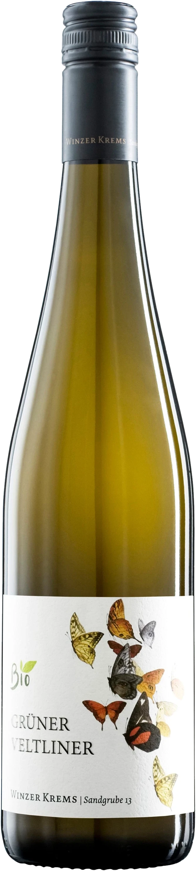 Weißweinflasche Grüner Veltliner BIO von WINZER KREMS eG mit grünem Bio-Etikett