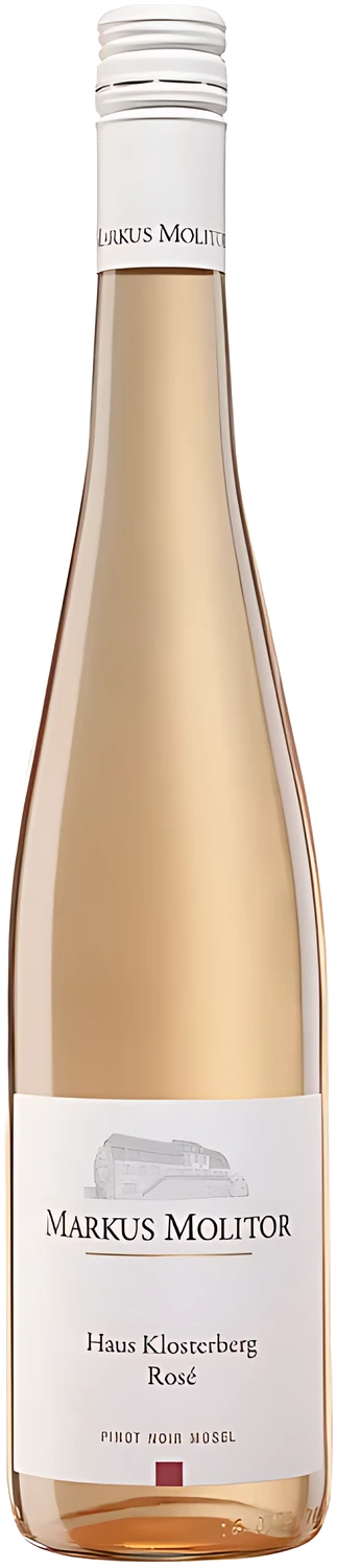 Weingut Markus Molitor Haus Klosterberg Pinot Noir Rosé, helle lachsfarbene Roséweinflasche mit weißem Etikett
