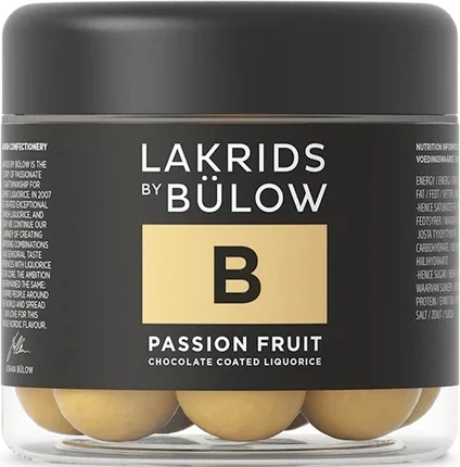 Dose Lakrids by Bülow Passion Fruit, Lakritz mit weißer Schokolade und Passionsfrucht