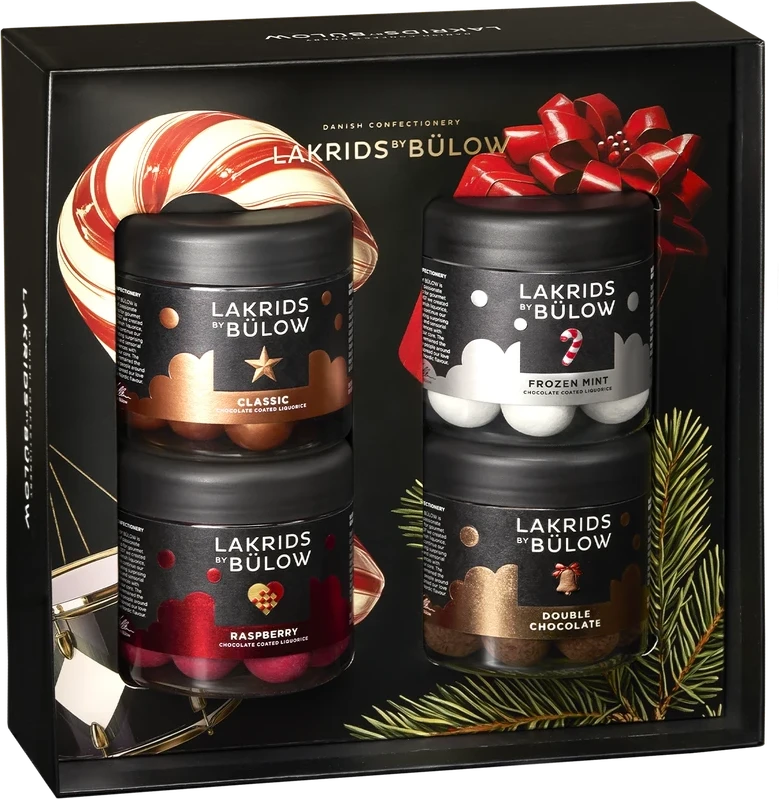 Lakrids by Bülow 4 x Small Winter Black Box – four liquorice balls in a black wintery gift box