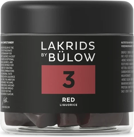 Schwarze Lakritzkugeln Lakrids by Bülow No.3 in weißer Dose mit schwarzem Deckel