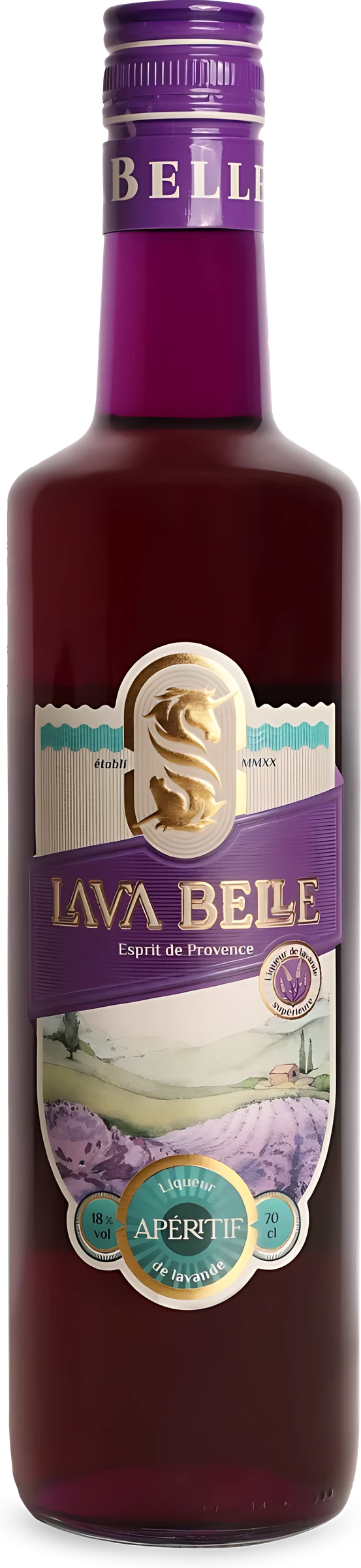 Bottle of Lav'a Belle Aperitif by Lava Belle, French aperitif wine with an aromatic character