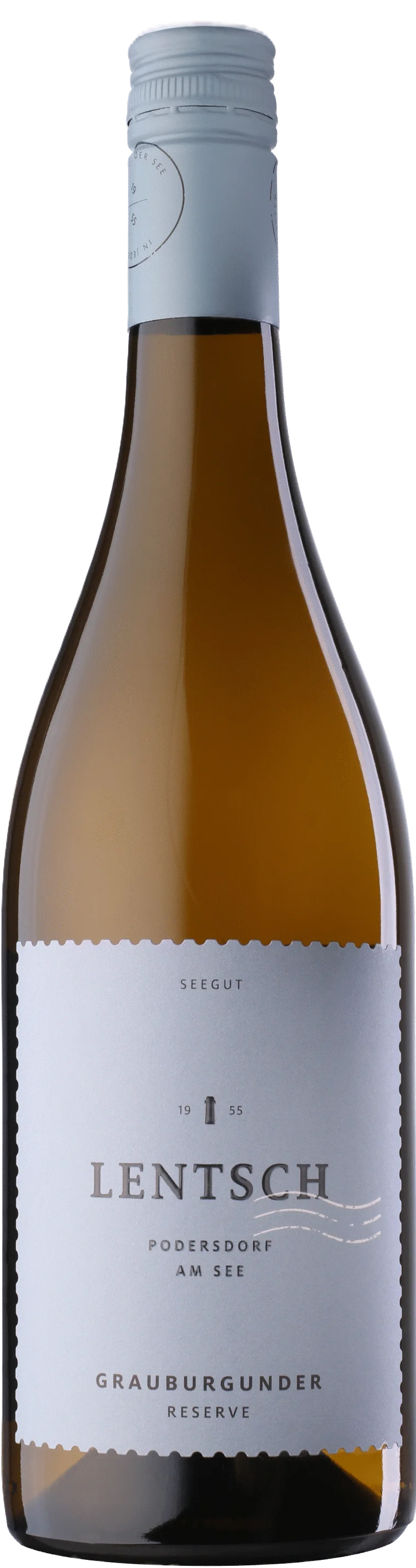 Weingut Lentsch Grauburgunder Reserve, weiße Weinflasche mit elegantem Etikett
