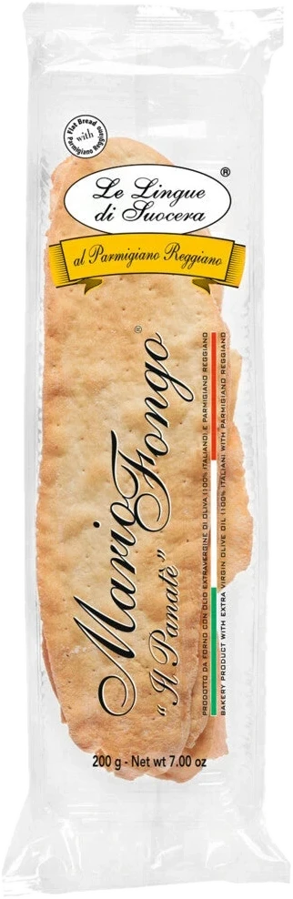 Lingue di suocera con parmigiano, 200 g – hauchdünne, knusprige Teigstreifen mit Parmigiano Reggiano.