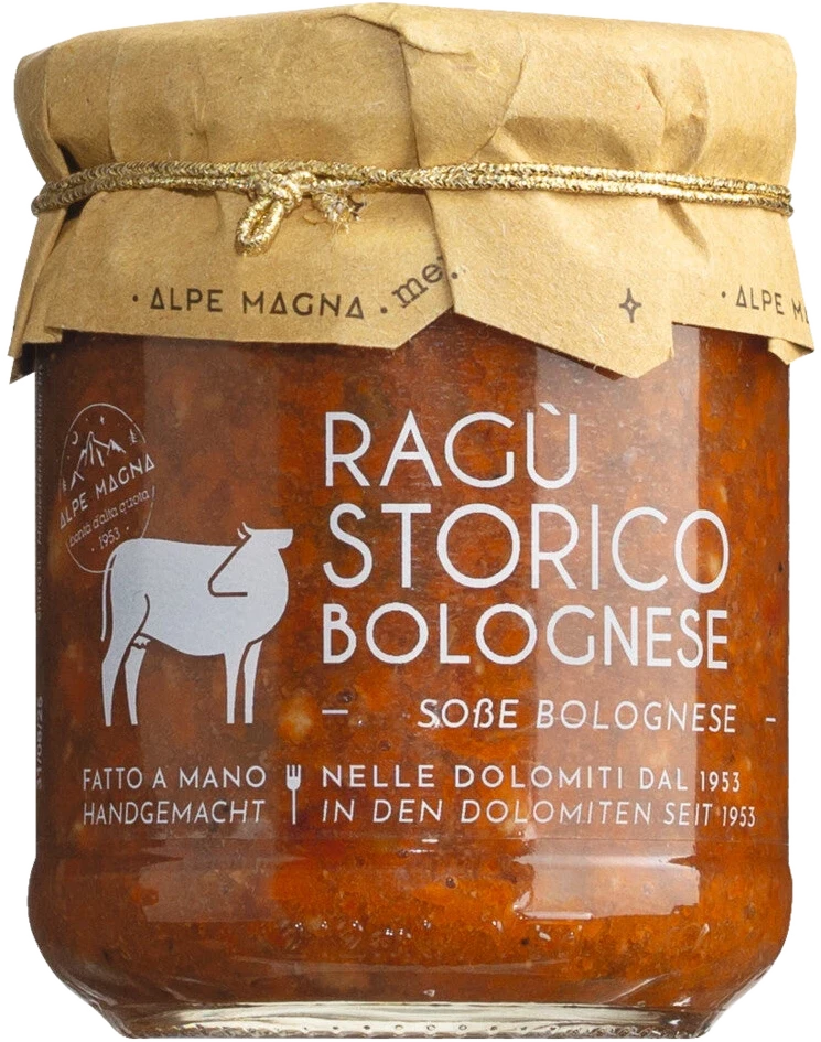 Macelleria Simonetto Ragù Storico Bolognese – Glas mit klassischer Fleischsauce aus Rind, Schwein, Gemüse und Rotwein.