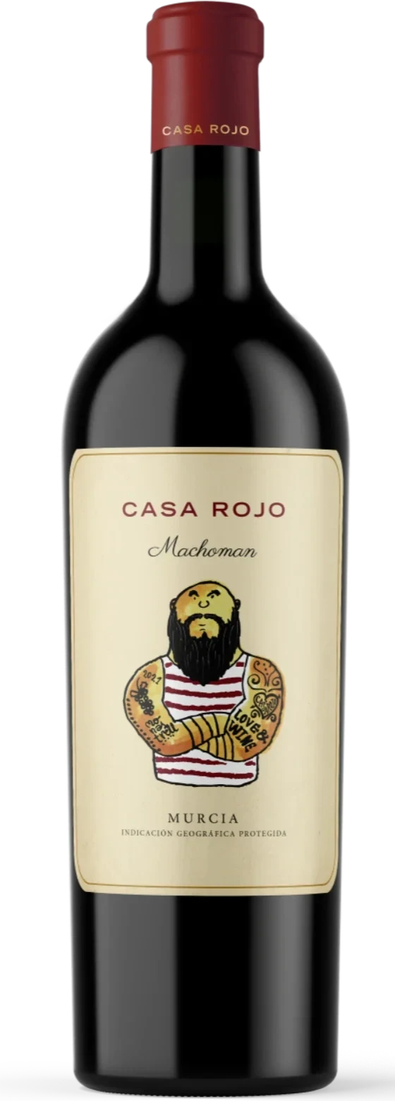 Flasche Rotwein Machoman Monastrell MMM von Casa Rojo, Jumilla, Spanien