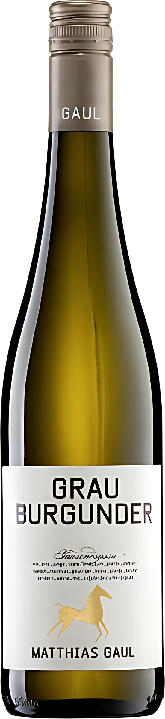 White wine bottle Matthias Gaul Pinot Gris, white wine from the Palatinate, with label of the Matthias Gaul winery