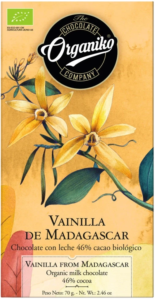 Vollmilchschokolade-Tafel mit 46 % Kakao und Bourbon-Vanille aus Madagaskar, Bio