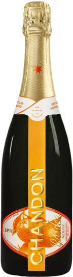 Moët & Chandon Garden Spritz Brut – Schaumweinflasche mit orangefarbenem Etikett, argentinischer Ursprung