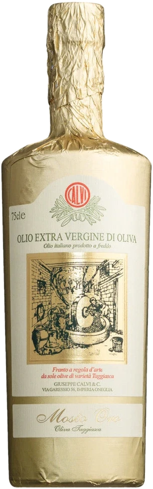 Flasche Olio extra vergine Mosto Oro, mildfruchtiges Olivenöl extra vergine aus Ligurien, Sorte Taggiasca