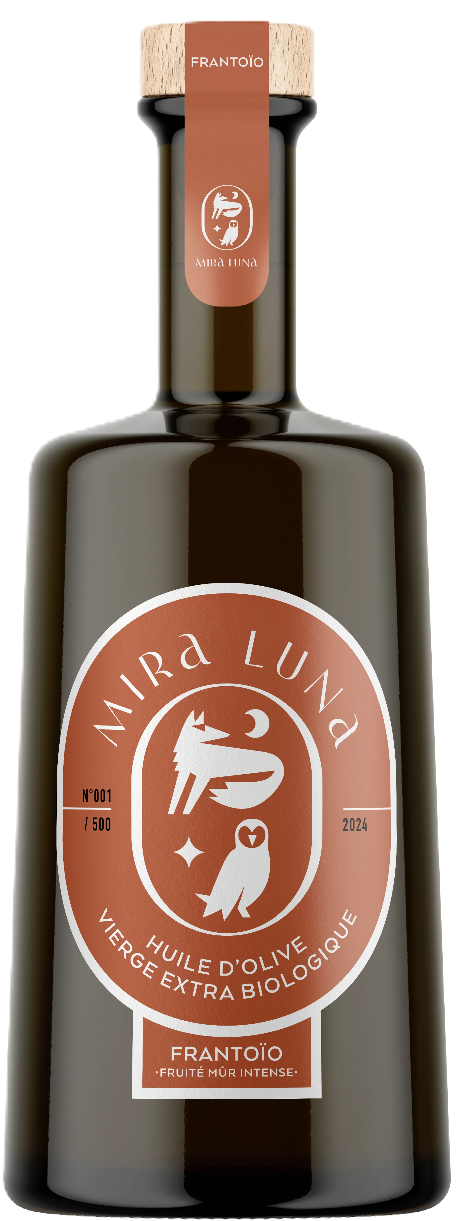 Domaine Mira Luna Organic Olive Oil Frantoio – Flasche natives Olivenöl extra in Glasflasche