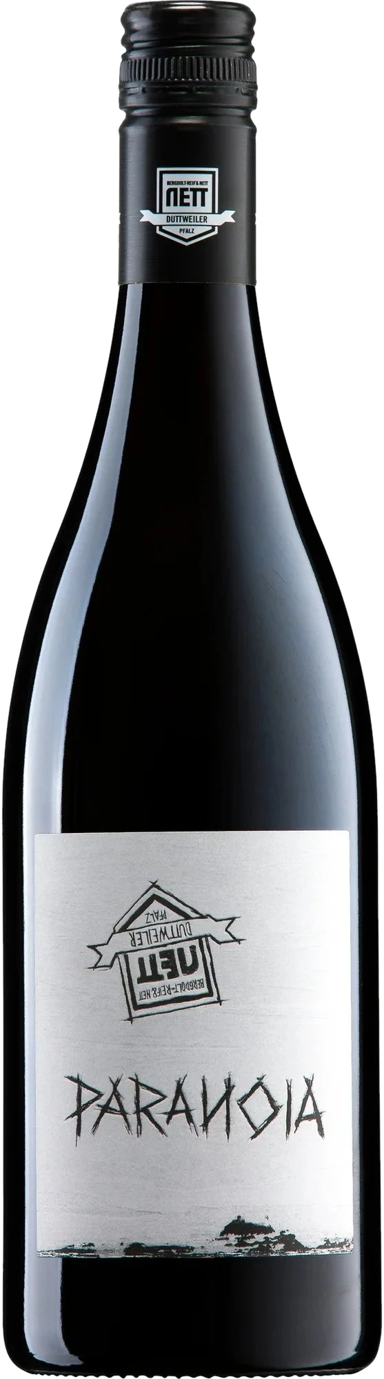 PARANOIA red wine bottle from the Bergdolt-Reif & Nett winery with a dark label