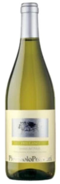 Pierpaolo Pecorari Friulian white wine bottle, white label with red lettering