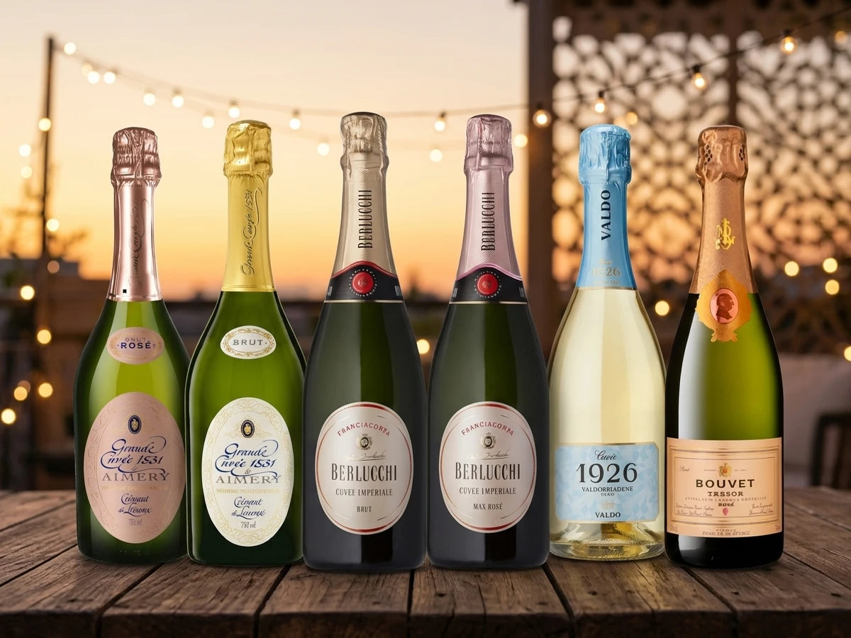 Probierpaket Schaumwein – sechs feine Perlen in festlicher Abendstimmung