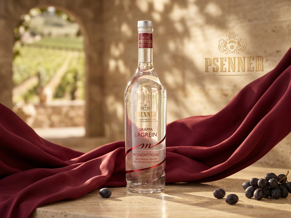 Glasflasche Psenner Grappa Lagrein Monovitigno.