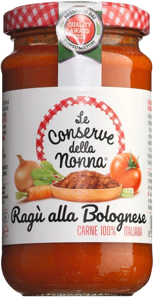 Ragù alla Bolognese – dichte Fleischsauce mit Schweine- und Rindfleisch aus der Emilia-Romagna, im Glas