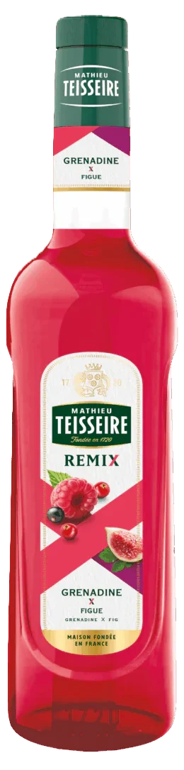 Flasche Mathieu Teisseire Remix Grenadine & Feige Sirup mit rotem Etikett