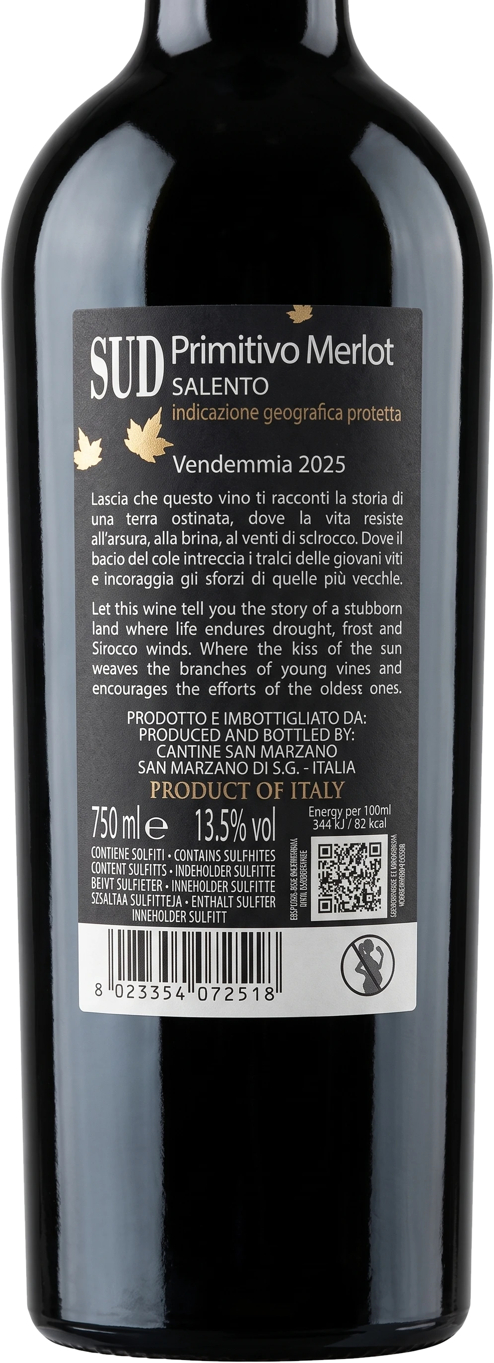 Rücketikett SUD Primitivo-Merlot