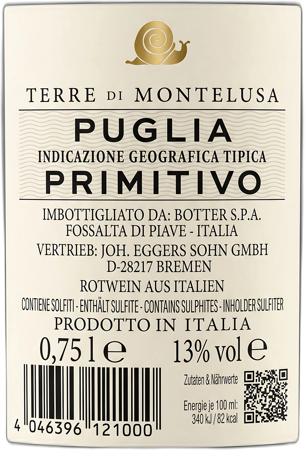 Rücketikett Terre di Montelusa Primitivo