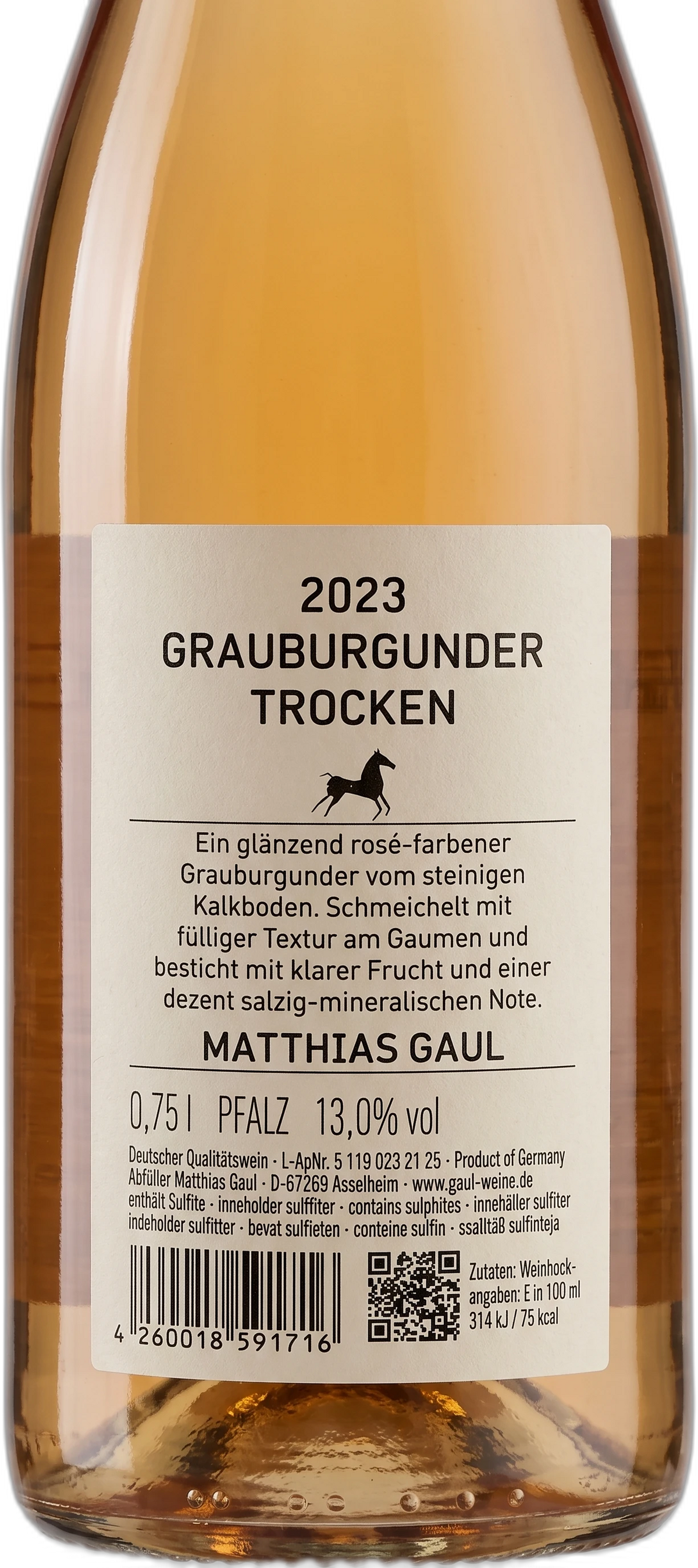 Back label Matthias Gaul Gris de Gris Asselheim