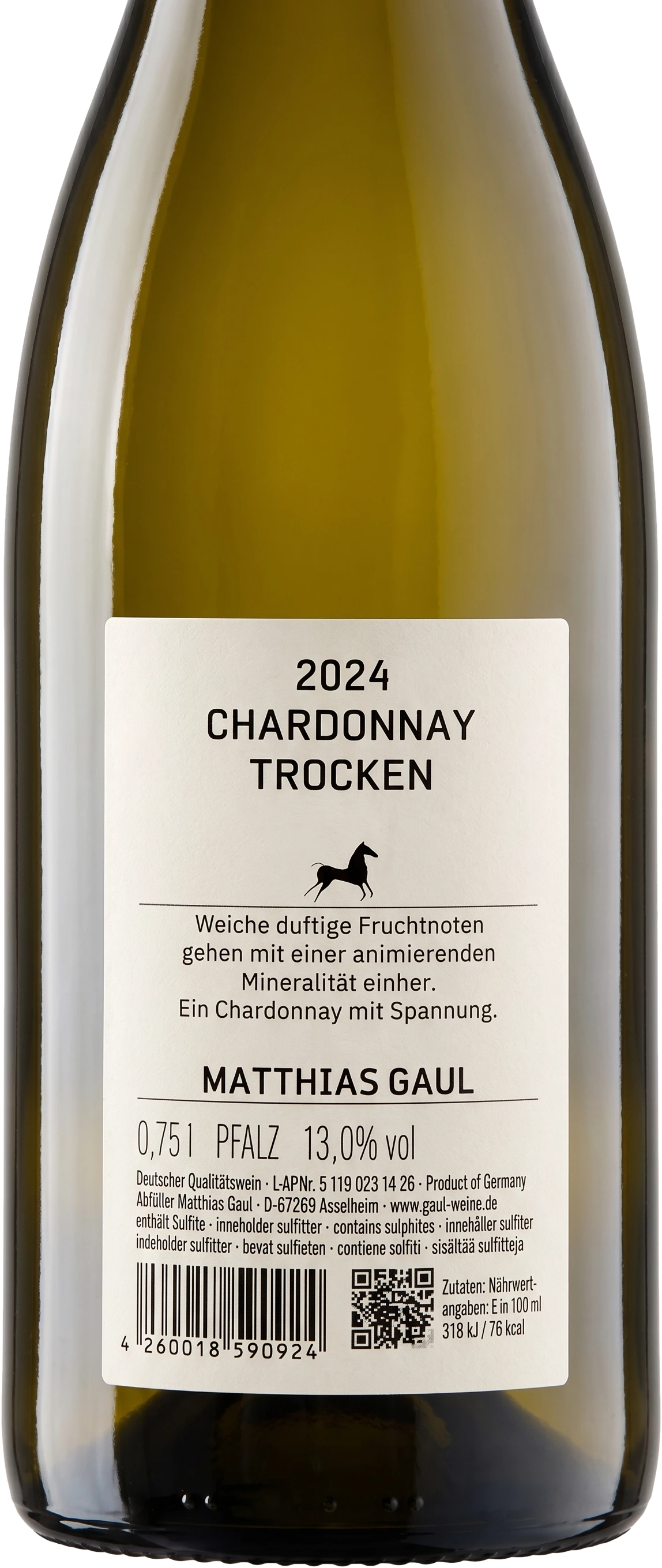 Back label Matthias Gaul Chardonnay Asselheim