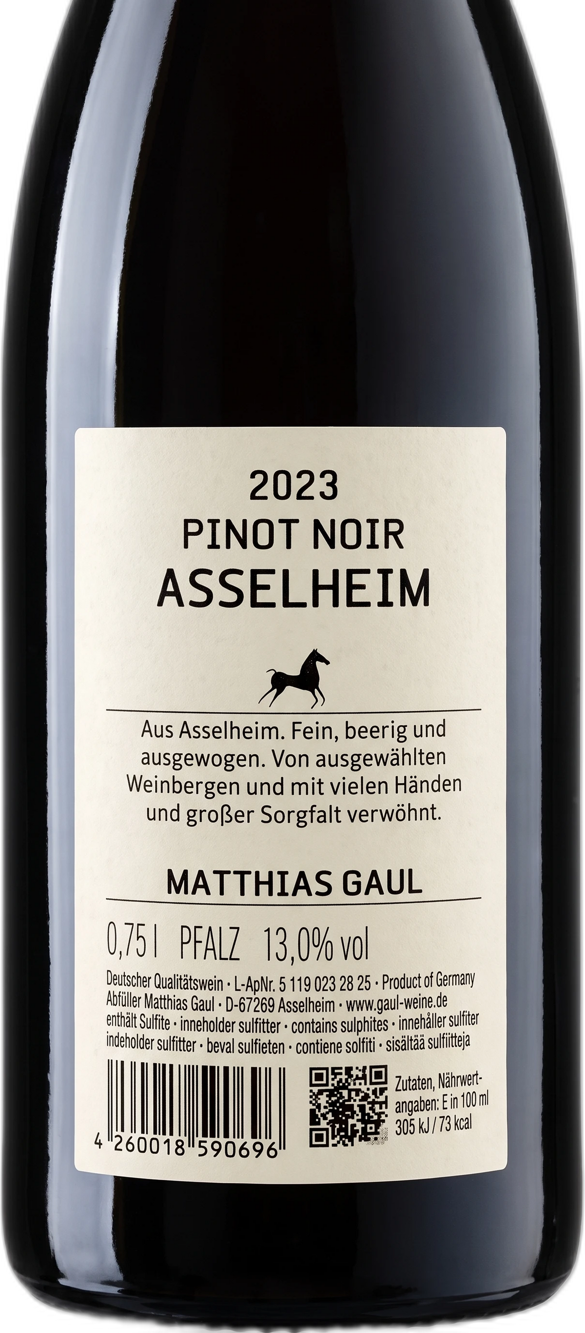 Back label Matthias Gaul Pinot Noir Asselheim