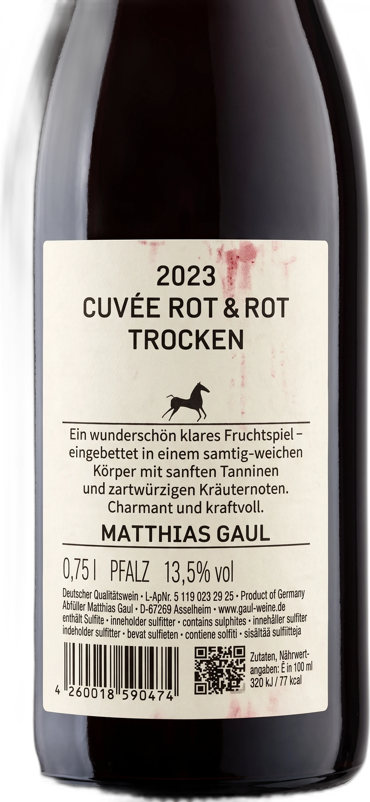 Back label Matthias Gaul Pas de Deux Cuvée Red & Red