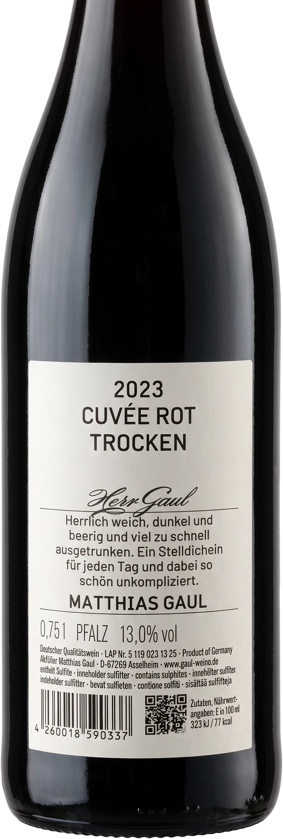 Back label Matthias Gaul Herr Gaul red