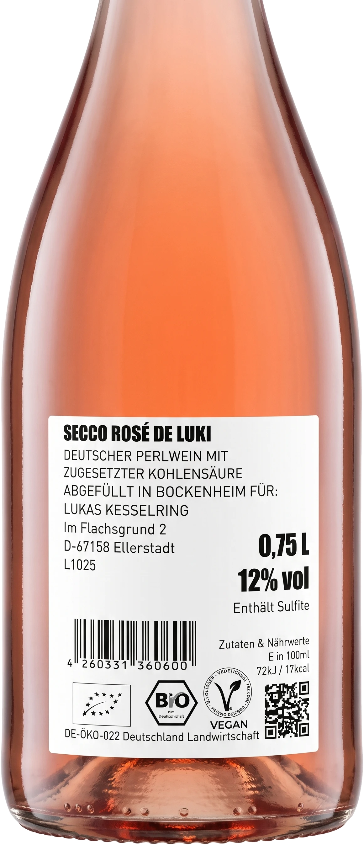 Back label Kesselring Secco Rose