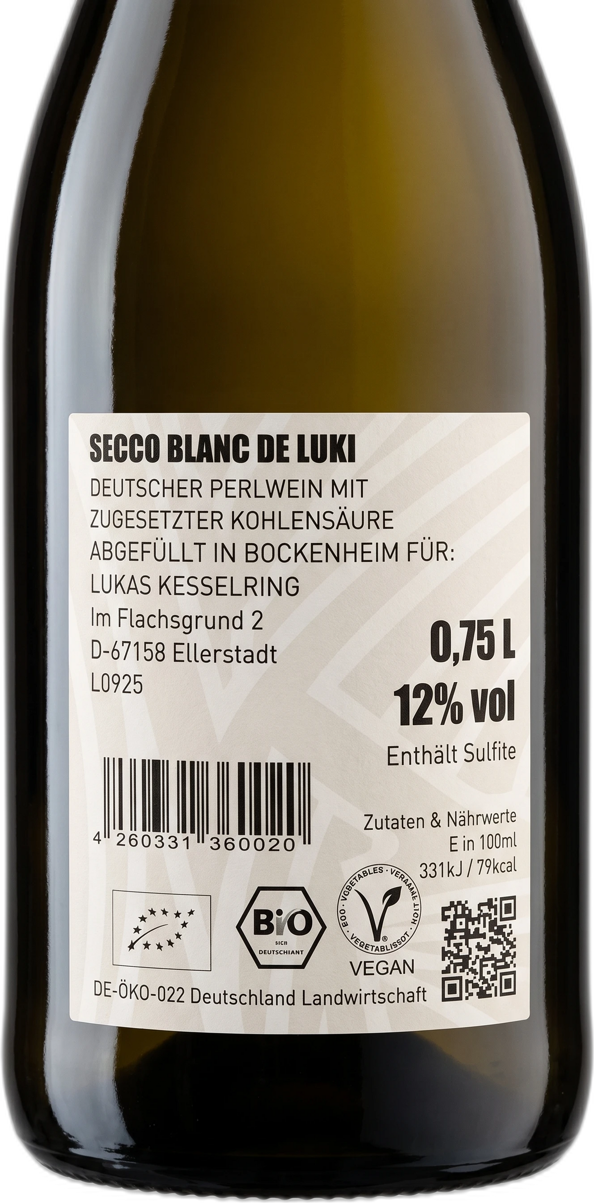 Back label Kesselring Secco Blanc