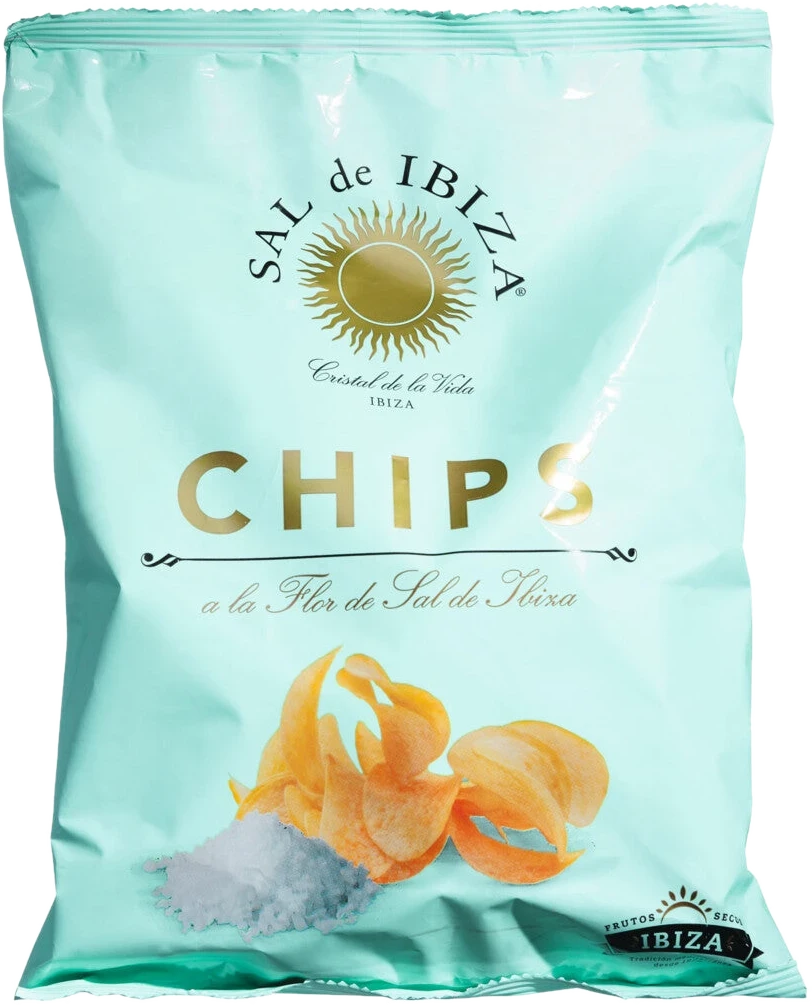 SAL de IBIZA Chips a la Flor de Sal de Ibiza 125g – knusprige Kartoffelchips mit Meersalz, Tüte
