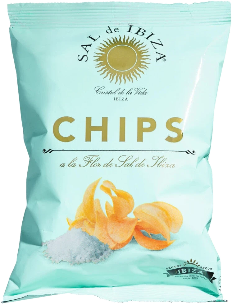 SAL de IBIZA Chips a la Flor de Sal de Ibiza, 45g – hauchdünne Kartoffelchips in türkisfarbener Tüte