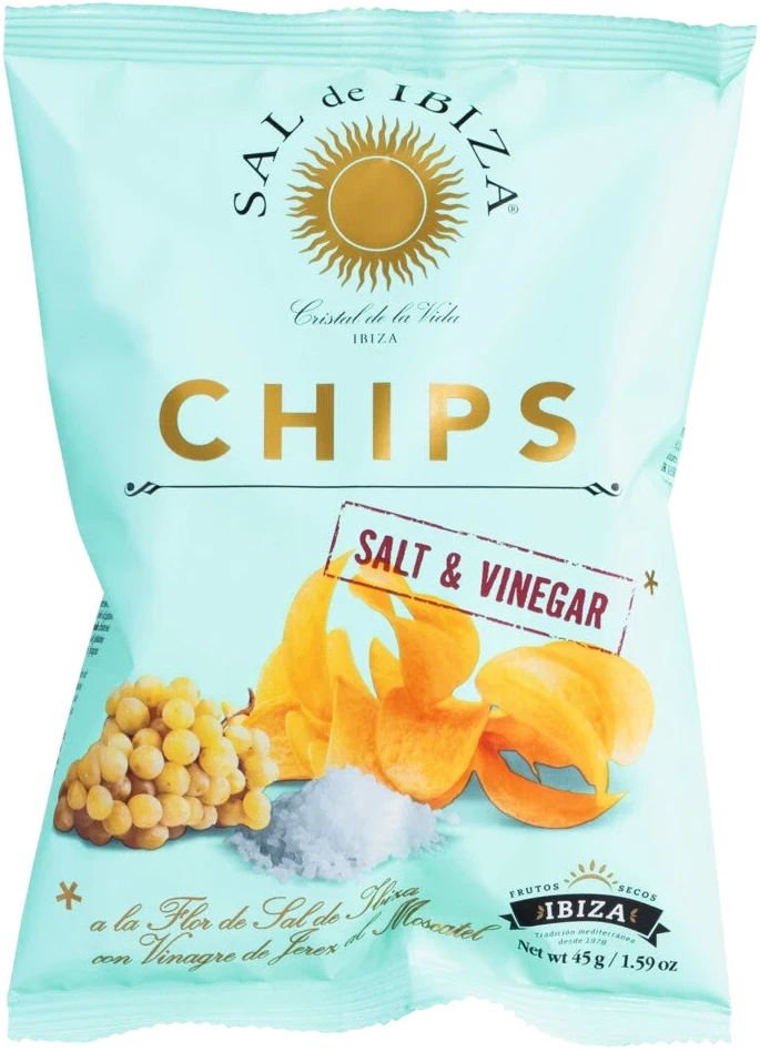 Sal de Ibiza Chips Salt & Vinegar – hauchdünne Kartoffelchips mit Flor de Sal und Sherry-Essig.