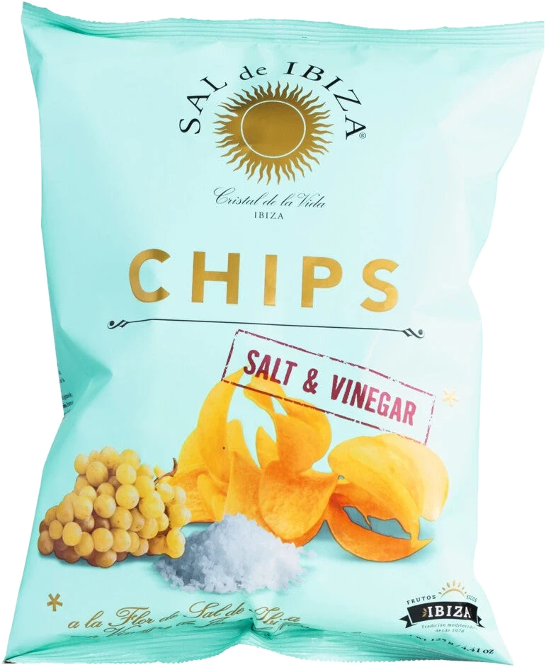 SAL de IBIZA Chips Salt & Vinegar – hauchdünne Kartoffelchips mit Fleur de Sel und Sherry-Essig in einer Tüte