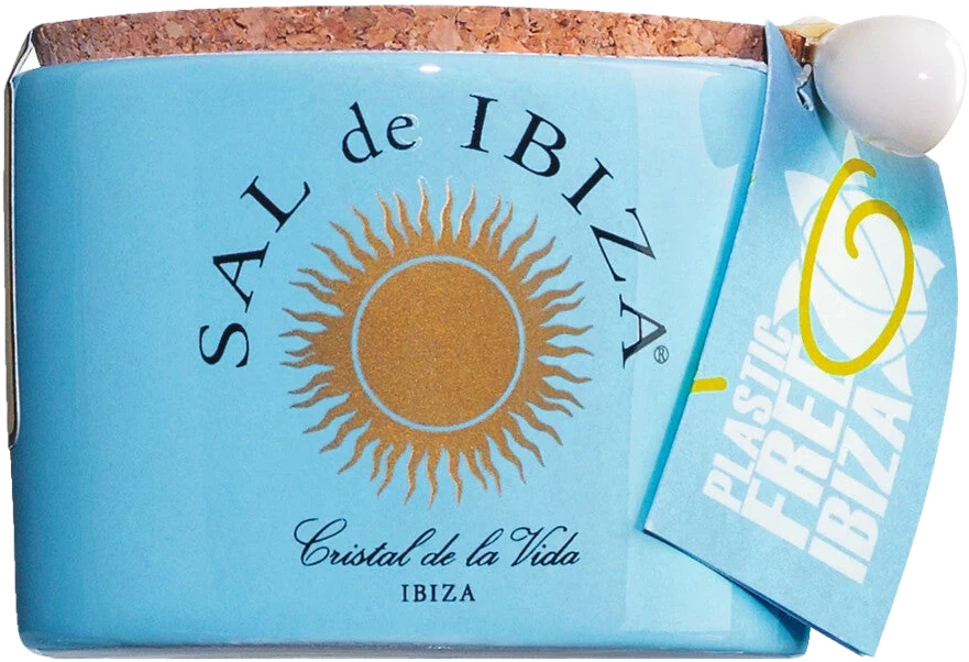 Sal de Ibiza Fleur de Sel Mar Blau Bio – Meersalz mit schwarzem Knoblauch in weißer Dose, 100 g