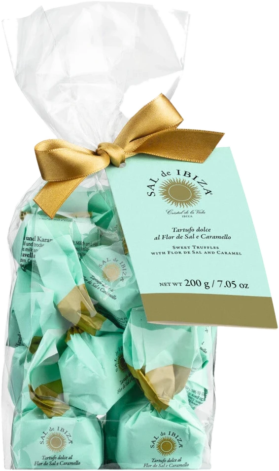 SAL de IBIZA Tartufi dolci – weiße Schokoladentrüffel mit Karamell und Flor de Sal, handgeformt.