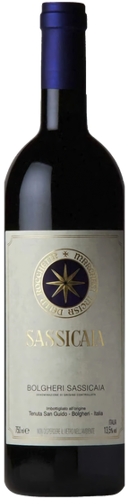Tenuta San Guido Sassicaia Bolgheri Superiore DOC, Rotweinflasche mit klassischem Etikett, Super Tuscan aus der Toskana