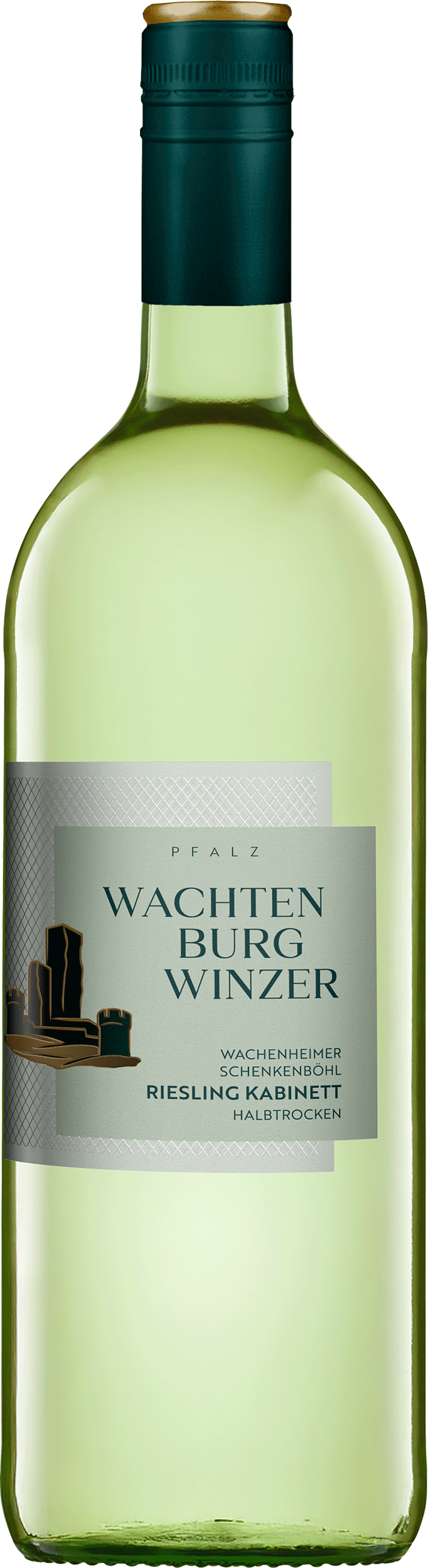 Wachtenburg Winzer Schenkenböhl Riesling Kabinett halbtrocken, 1,0-L-Flasche, Weißwein aus der Pfalz