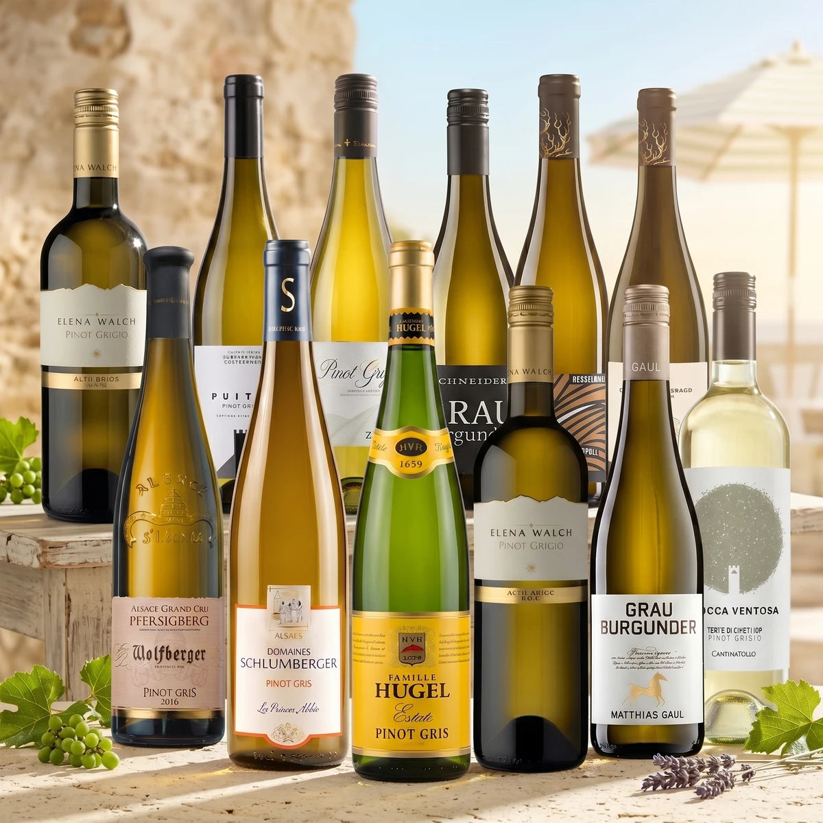 Vinoscout Probierpaket mit 12 Flaschen Pinot Gris, Pinot Grigio und Grauburgunder aus vier Ländern