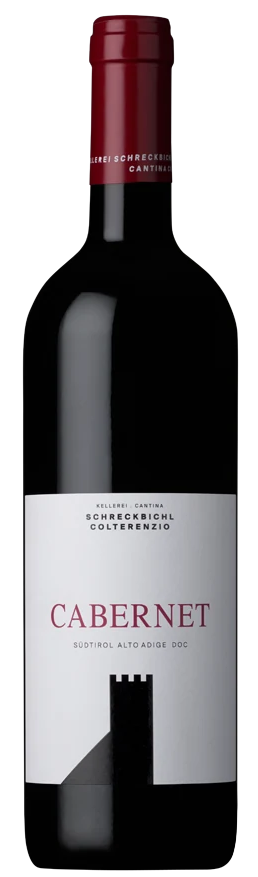 Kellerei Schreckbichl Cabernet, rote Weinflasche mit Etikett