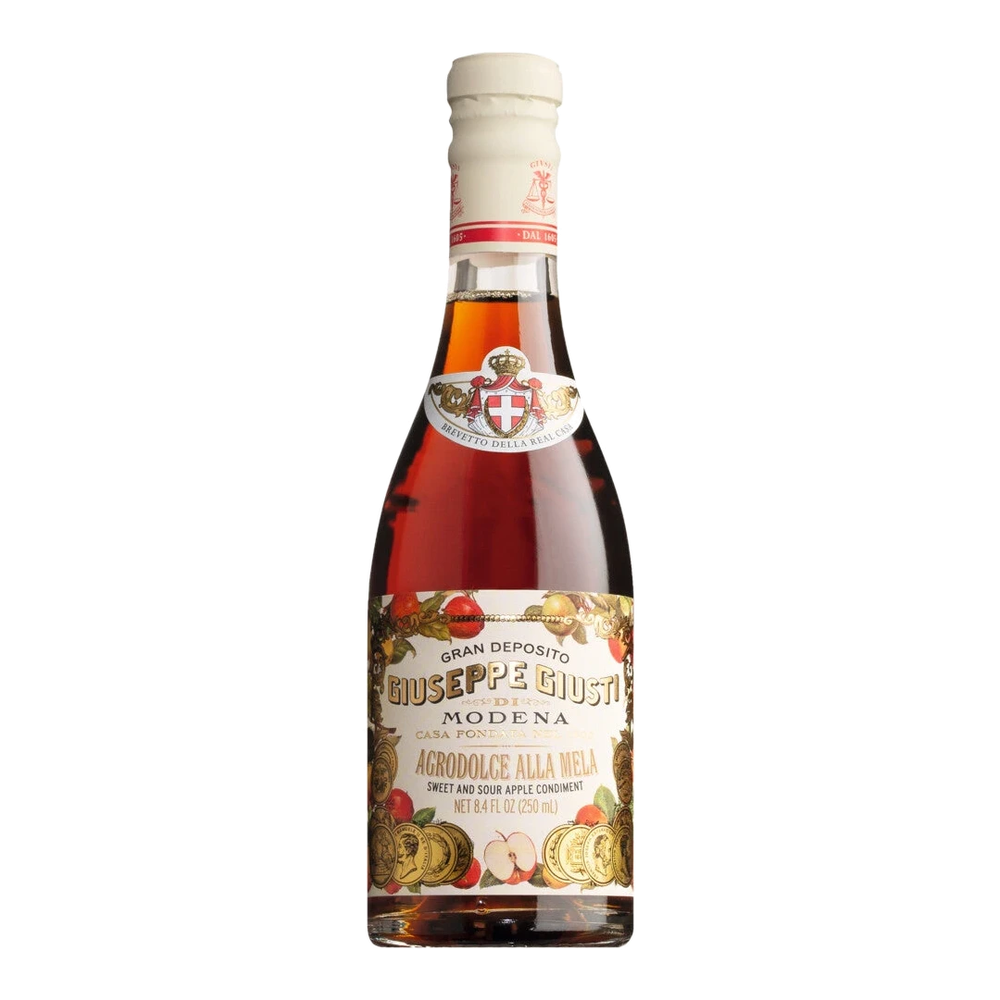 Acetaia Giusti Agrodolce alla Mela – bernsteinfarbenes süß-saures Apfeldressing in einer Glasflasche