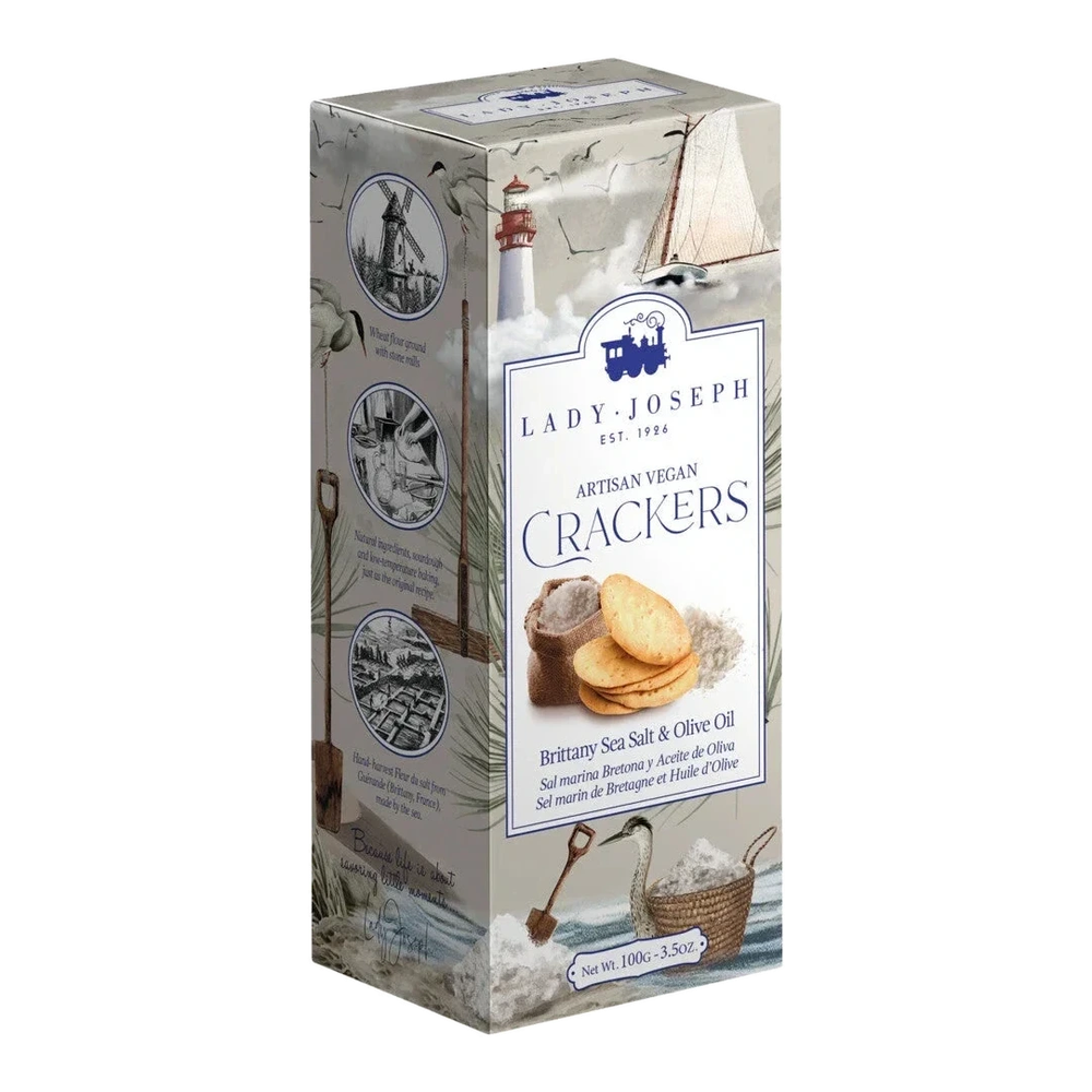 Lady Joseph Brittany Sea Salt and Olive Oil Crackers 100g – knusprige Cracker mit Sel de Guérande und Olivenöl