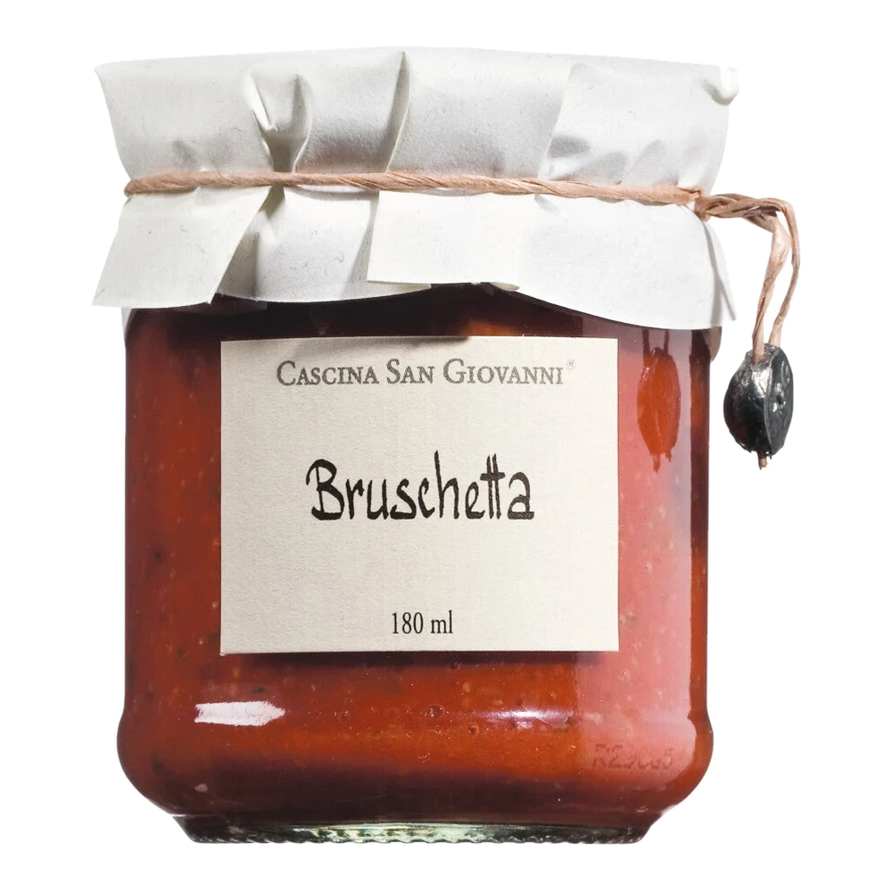 Cascina San Giovanni Bruschetta – spread made from tomatoes, herbs, and spices in a jar