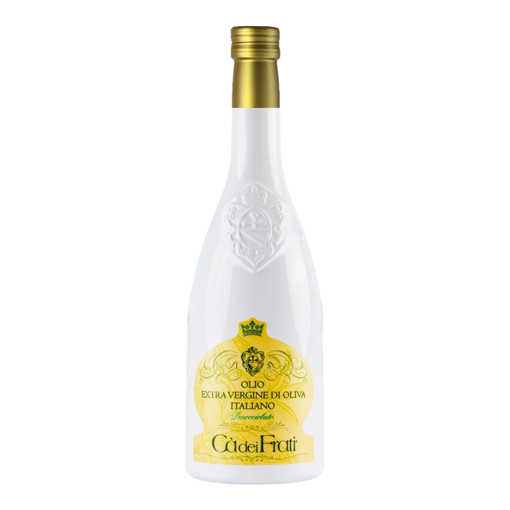 Cà dei Frati Olio Extra Vergine – natives Olivenöl extra in einer Flasche, hergestellt am Gardasee in der Lombardei.