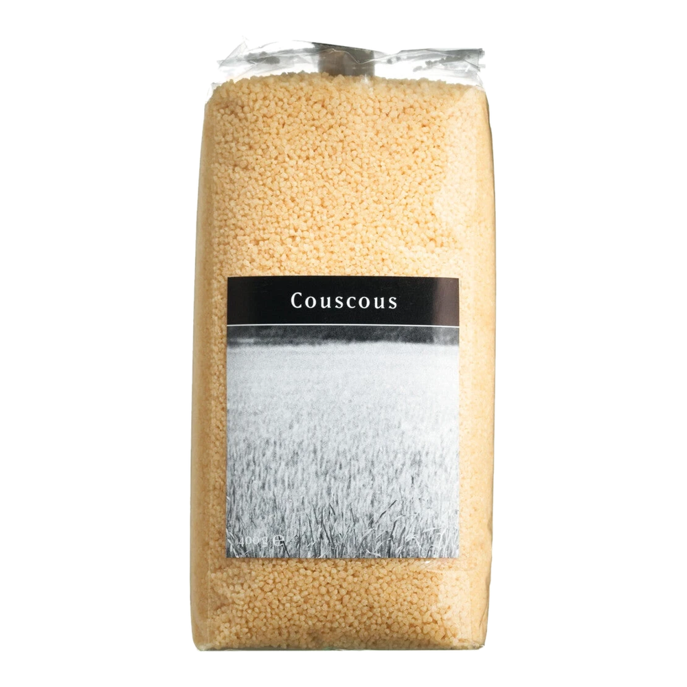 Couscous made from durum wheat semolina, pre-cooked and formed into fine beads – light, mild-nutty.