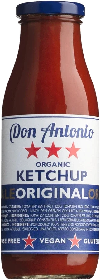 Casina Rossa Organic Ketchup originale – glass bottle with a red label, made from organic Italian tomatoes.